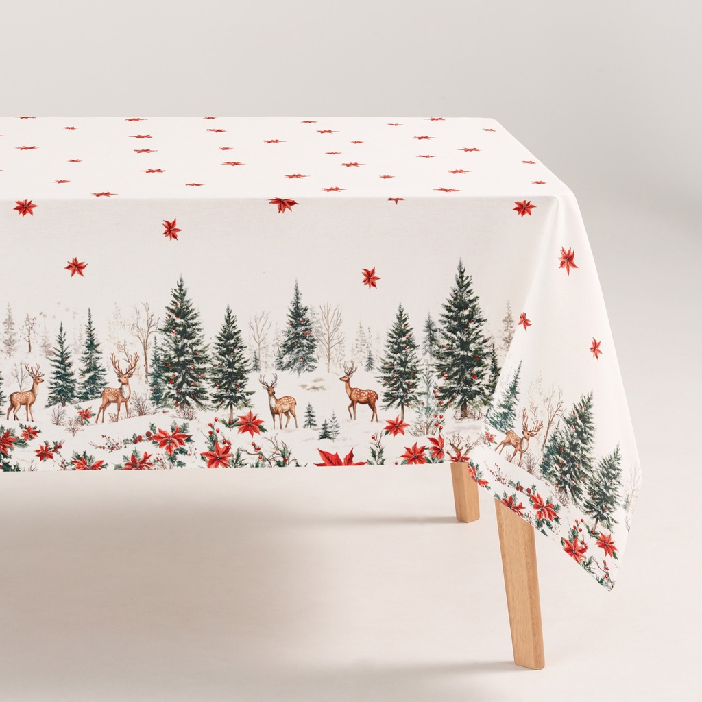 MANTEL NAVIDAD ANTIMANCHAS ALGODÓN