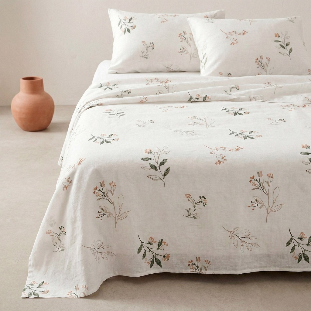 JUEGO DE SÁBANAS 100% ALGODÓN FLORISA 