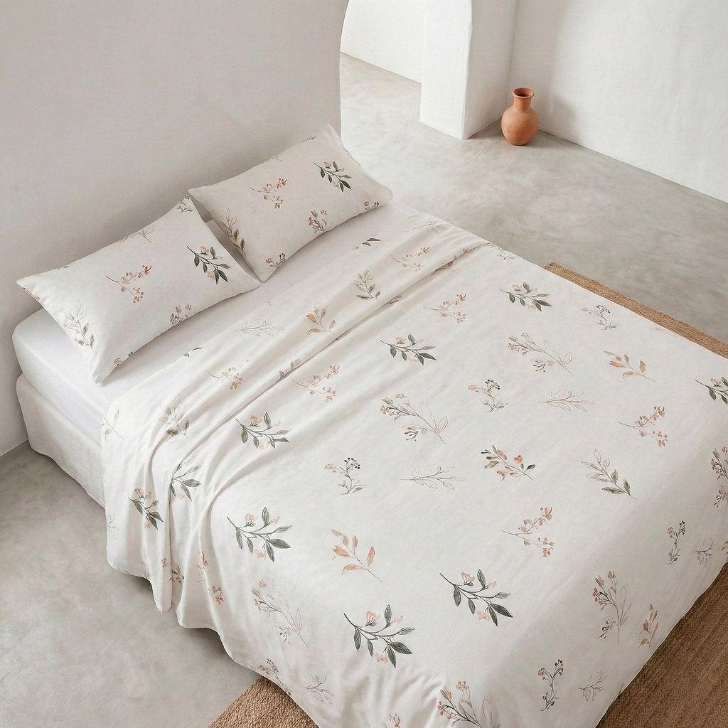 JUEGO DE SÁBANAS 100% ALGODÓN FLORISA 