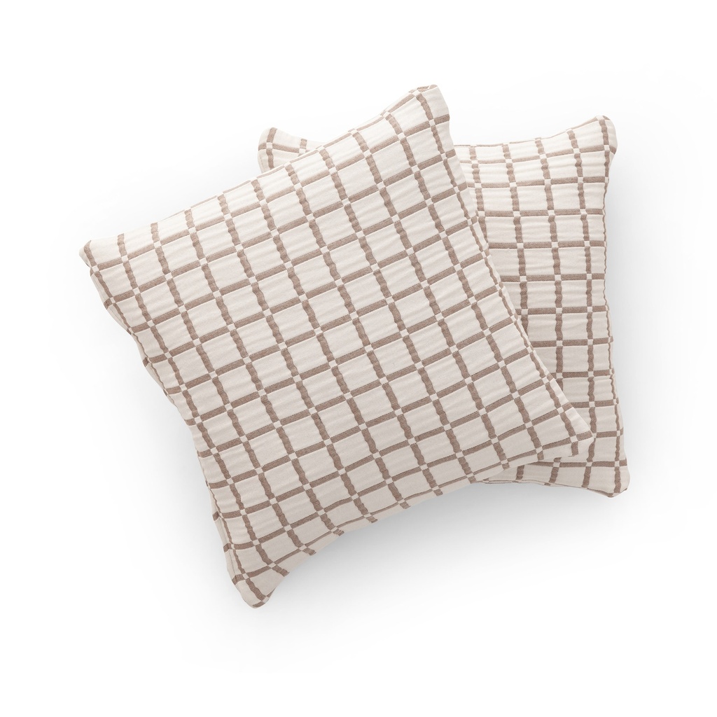 Pack 2 Fundas de Cojín Jacquard Cuadros Algodón INEA