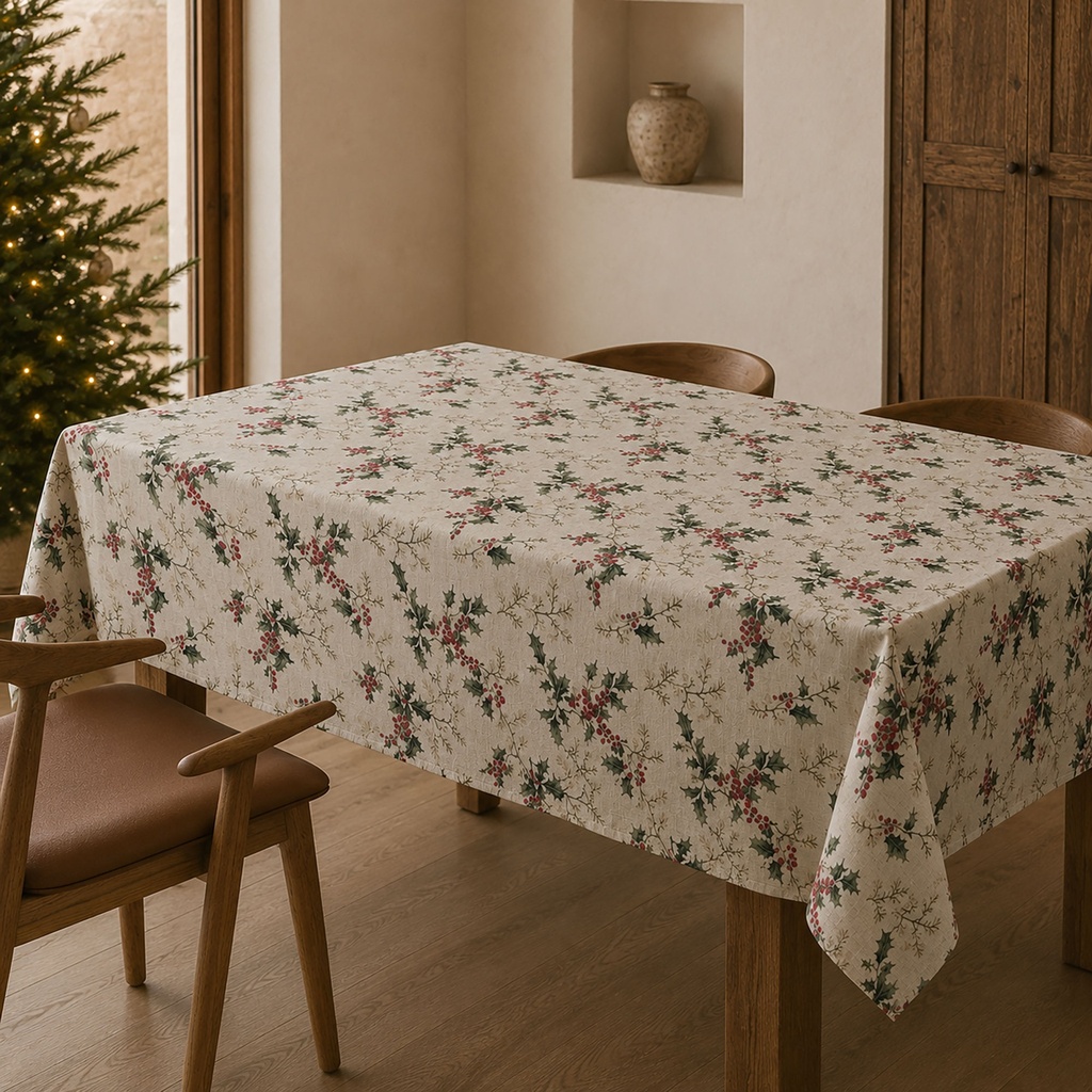 Mantel Navidad Lino ACEBO